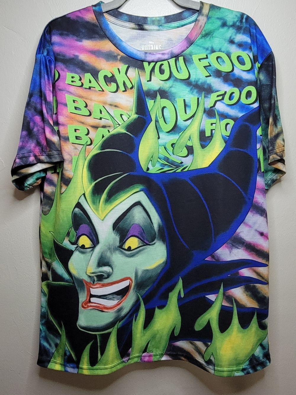 Officially Licensed Disney x Heidi Klum Villains Maleficent AOP Tie Dye Shirt XL